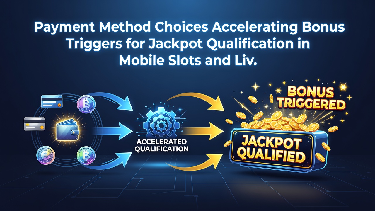 Illustration von Live-Dealer-Tischen und mobilen Slot-Schnittstellen mit Zahlungsverbindungen